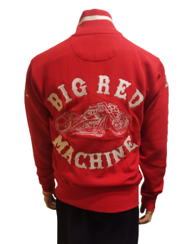 Original 81 Support Sweatshirtjacke mit Stehkragen in Rot weiß bestickt "Big Red Machine" UNISEX
