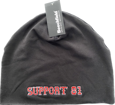 Original 81 SUPPORT BEANIE Mütze schwarz, rotweiß bestickt